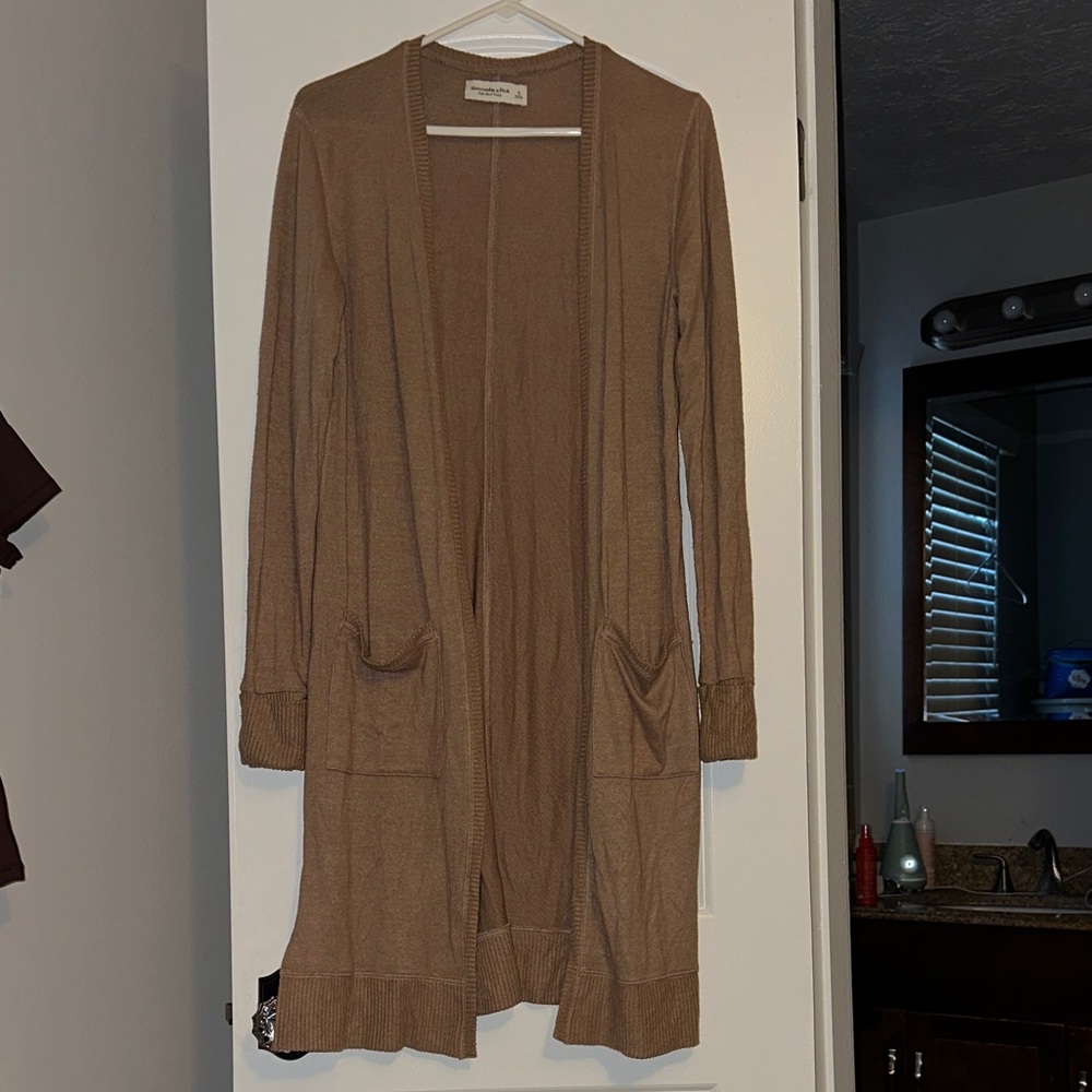 Abercrombie & Fitch Light Brown Open Front Cardigan